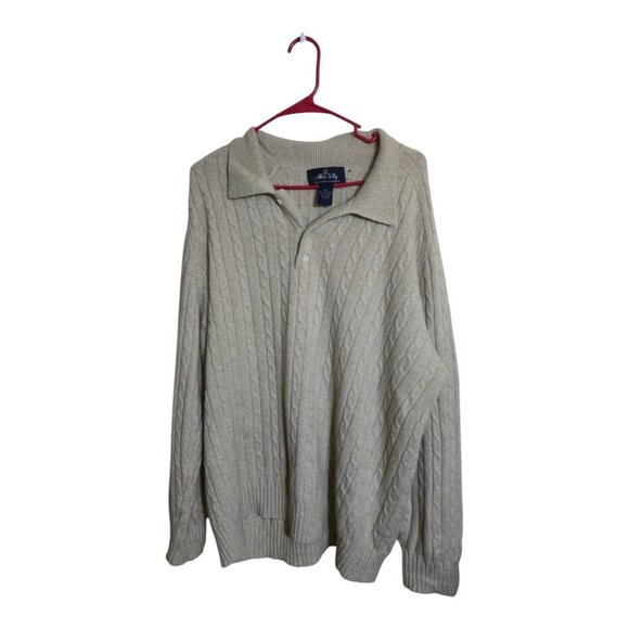Allen Solly Sweater Men XL Beige Cashmere Career Preppy Cable Knit Grandpa Core